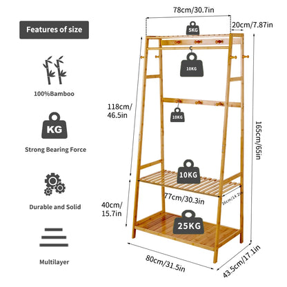 Heavy Duty Garment Bamboo Coat Rack