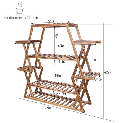 Large Triangular Indoor Wood Plant Stand