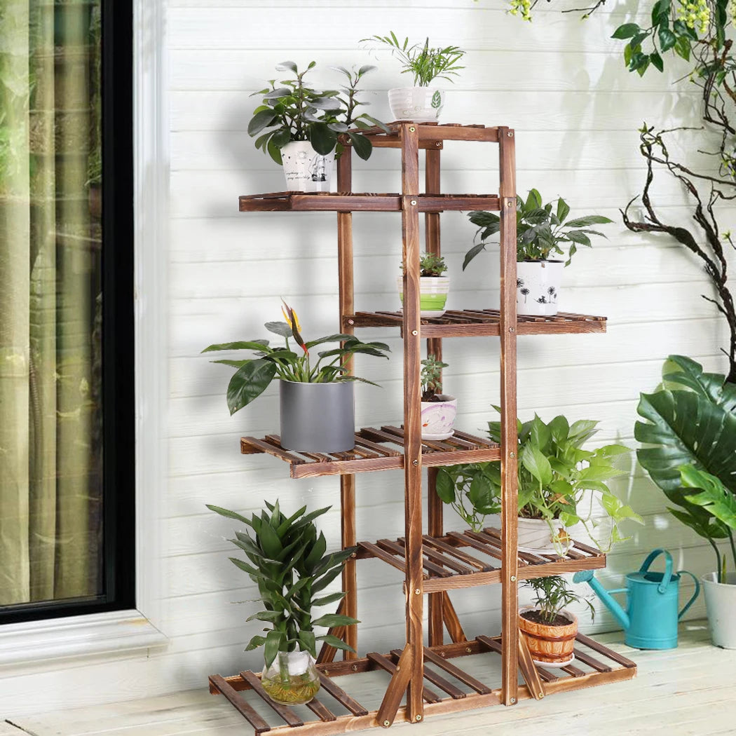 6-Tier Carbonized Wooden Plant Stand