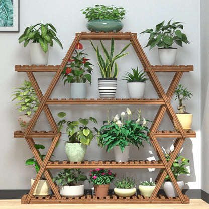 Large Triangular Indoor Wood Plant Stand