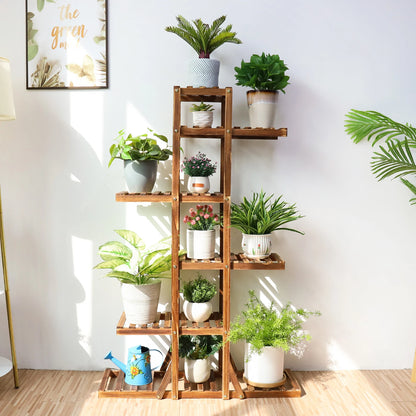 6-Tier Carbonized Wooden Plant Stand