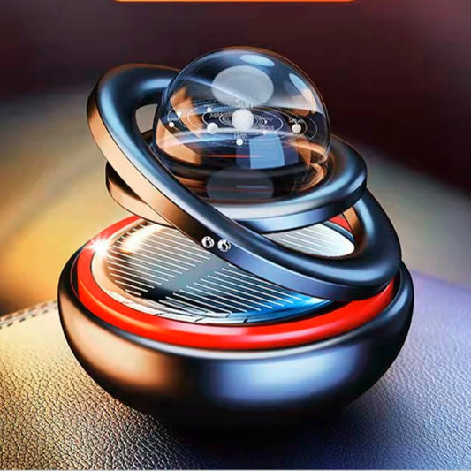 Solar Aromatherapy Car Ornament -- Double-Ring Suspended Crystal Ball