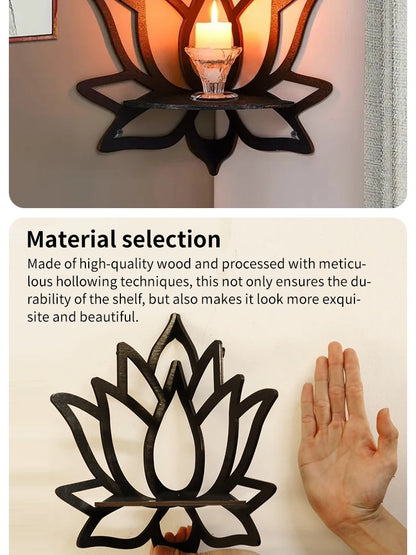 Wooden Lotus Decorative Candle Holder