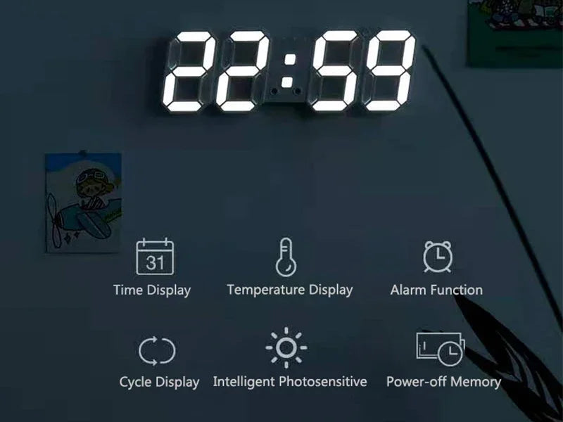 3D LED Digital Clock Wall