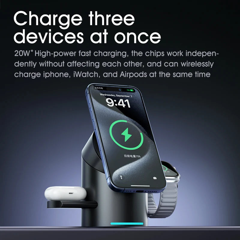 3-in-1 Magnetic Wireless Charging Base