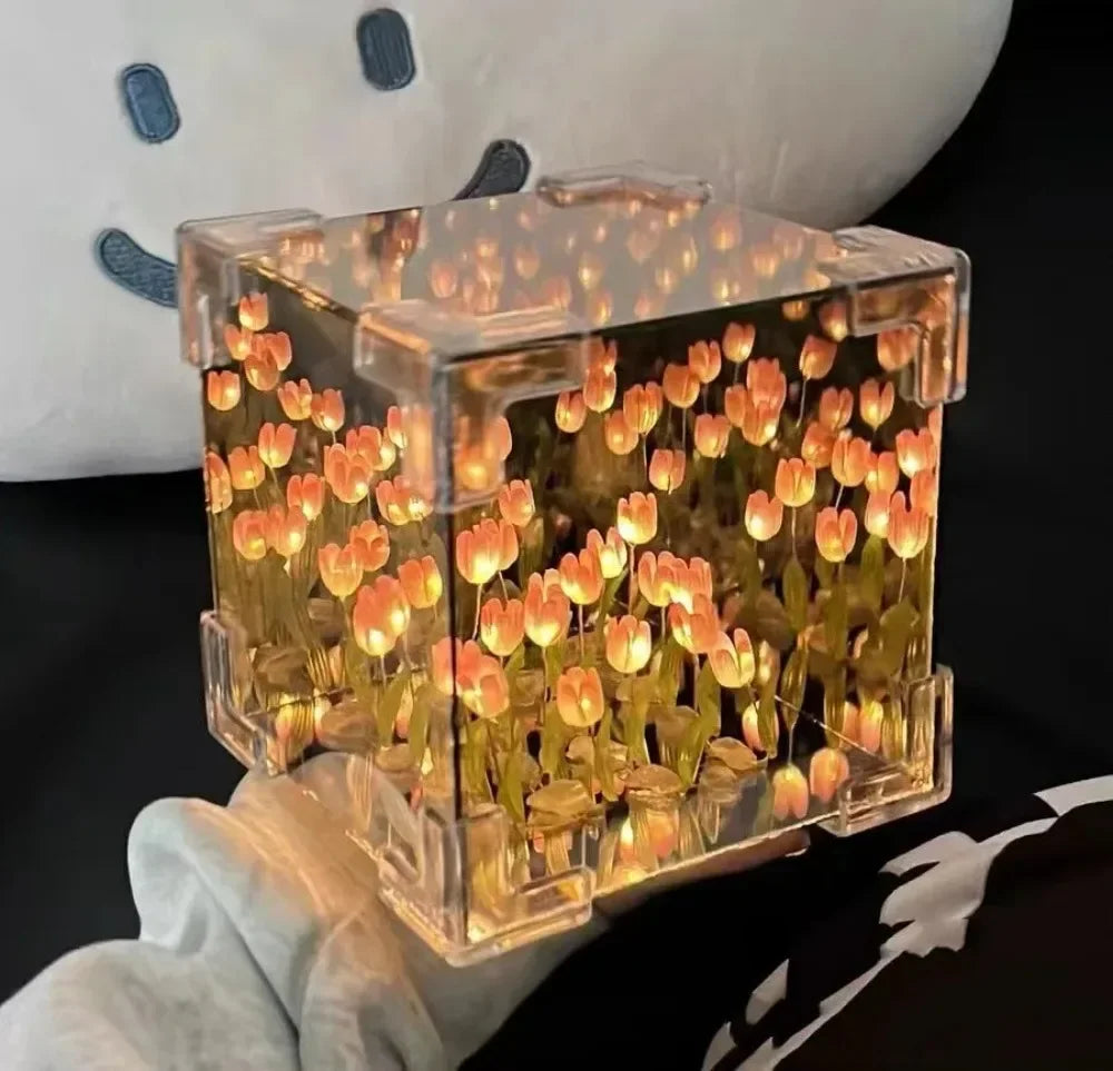 DIY Tulip Flower Sea Cube Lamp