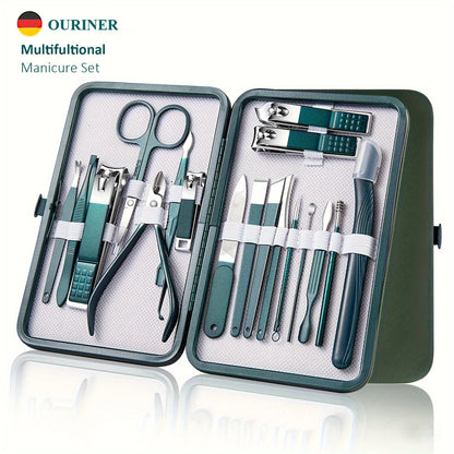 Professional Stainless Steel Manicure & Pedicure Care Set with Travel Case