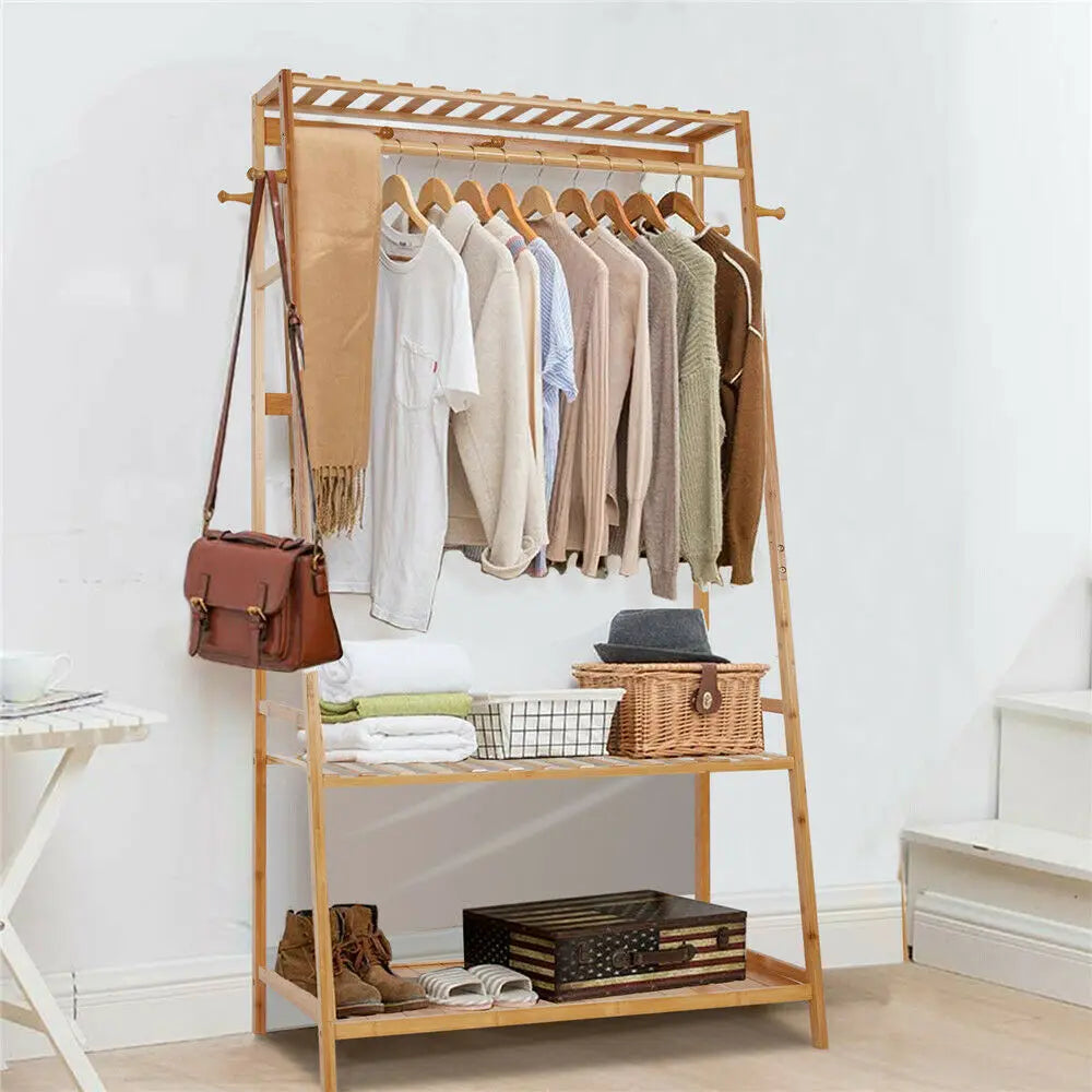 Heavy Duty Garment Bamboo Coat Rack