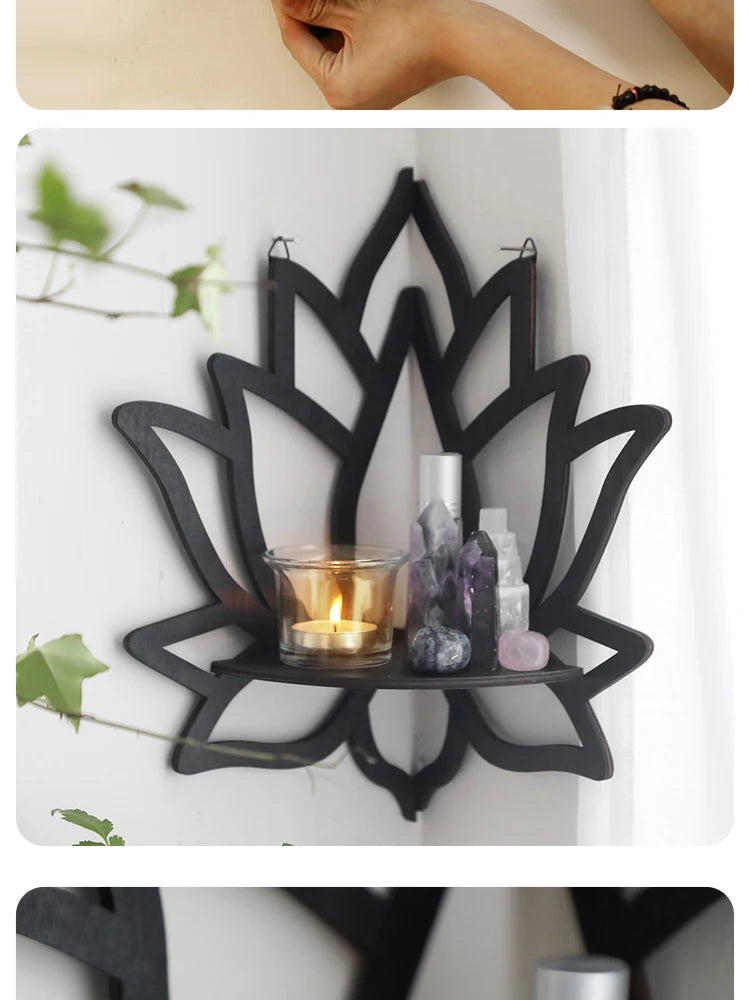 Wooden Lotus Decorative Candle Holder