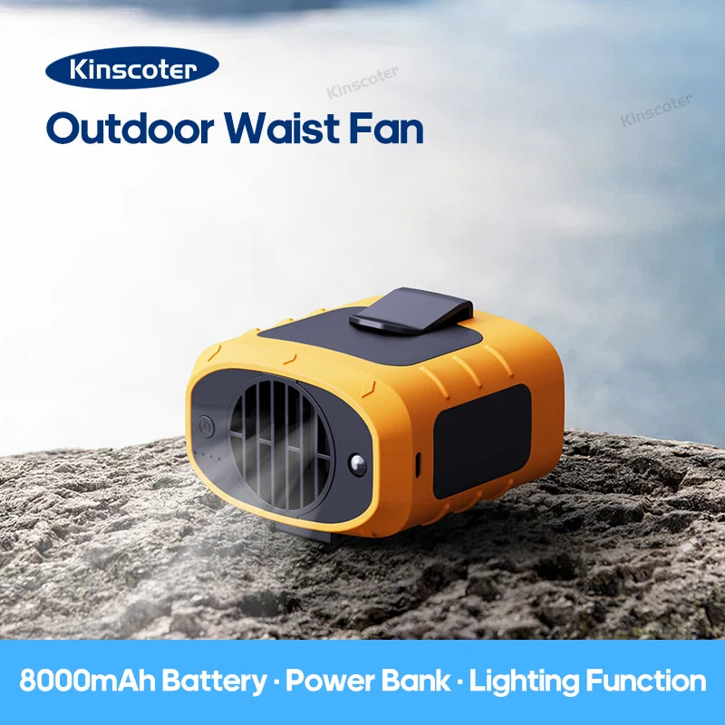 Multifunctional LED Outdoor Portable Waist Fan with Power Bank