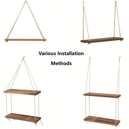 Hanging Wooden Swing Wall Shelve