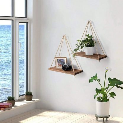 Hanging Wooden Swing Wall Shelve