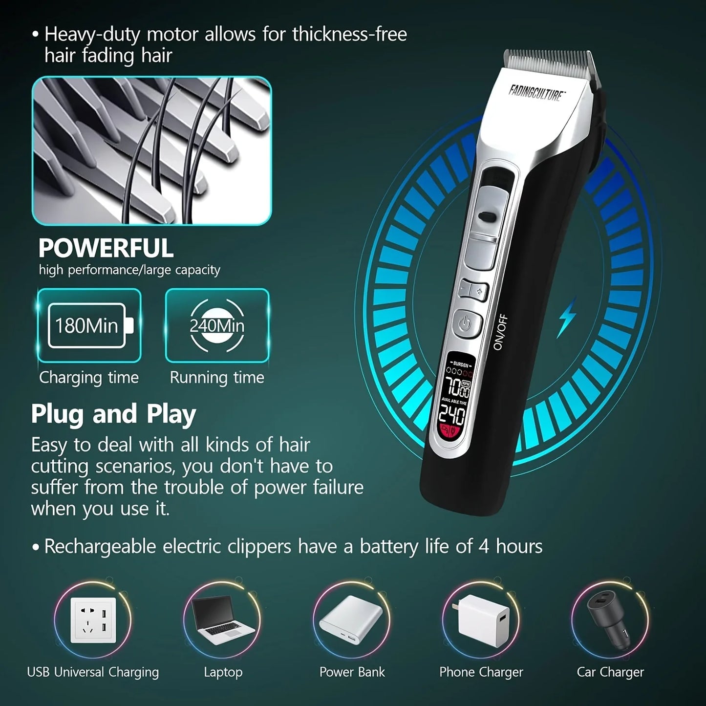 Electric Salon Barber Men Hair Clippers