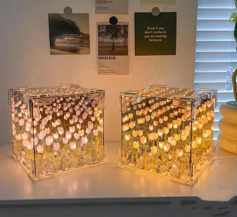 DIY Tulip Flower Sea Cube Lamp