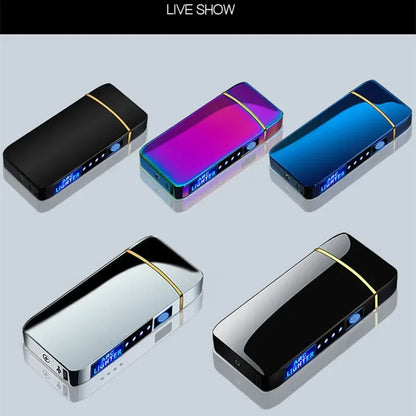 Electric USB Windproof Metal Touch Sensor Lighter with LED Power Display