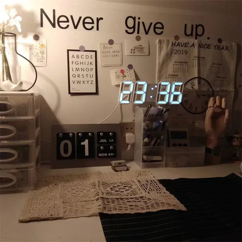 3D LED Digital Clock Wall