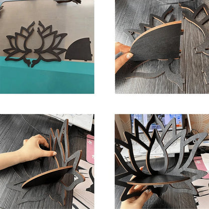 Wooden Lotus Decorative Candle Holder