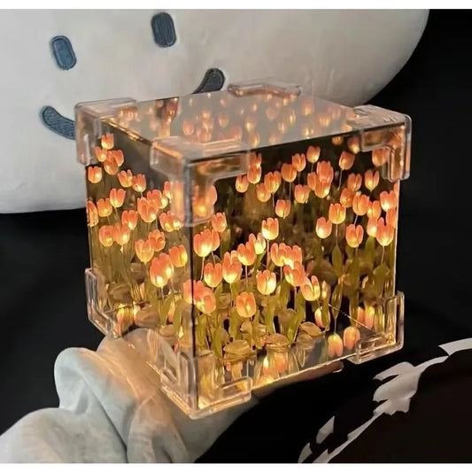 DIY Tulip Flower Sea Cube Lamp