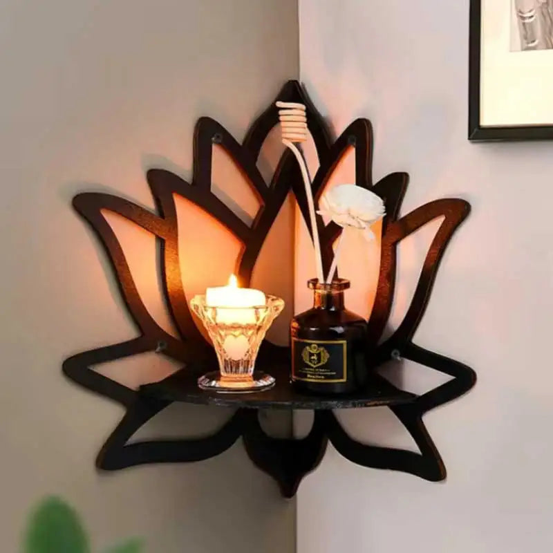 Wooden Lotus Decorative Candle Holder