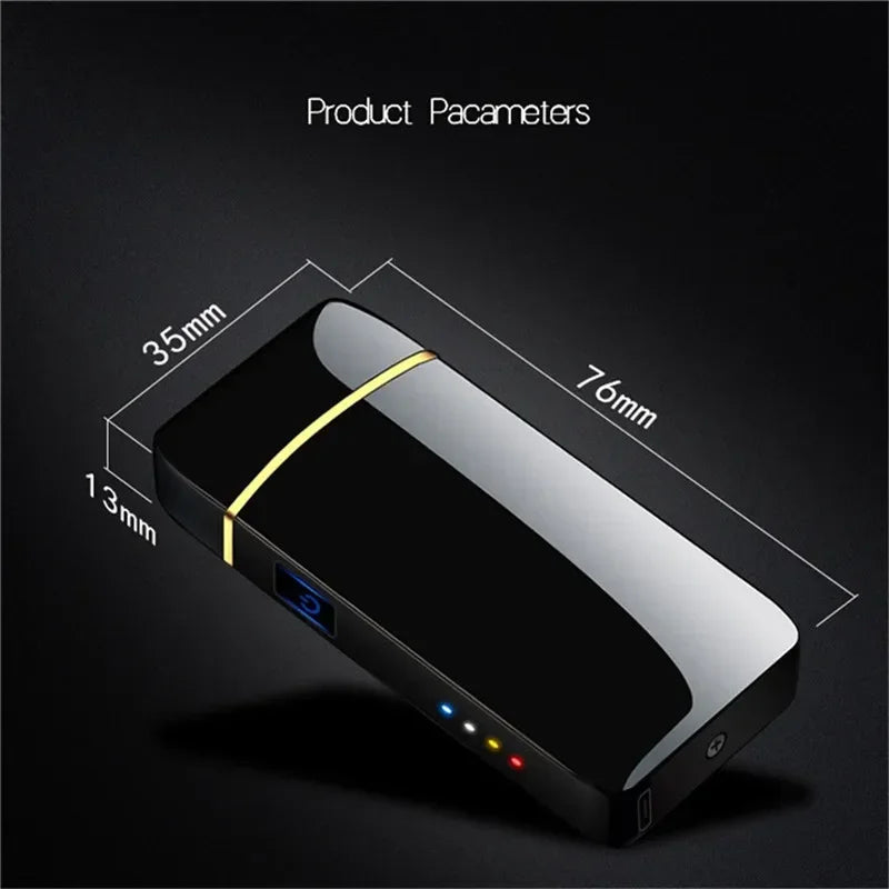 Electric USB Windproof Metal Touch Sensor Lighter with LED Power Display