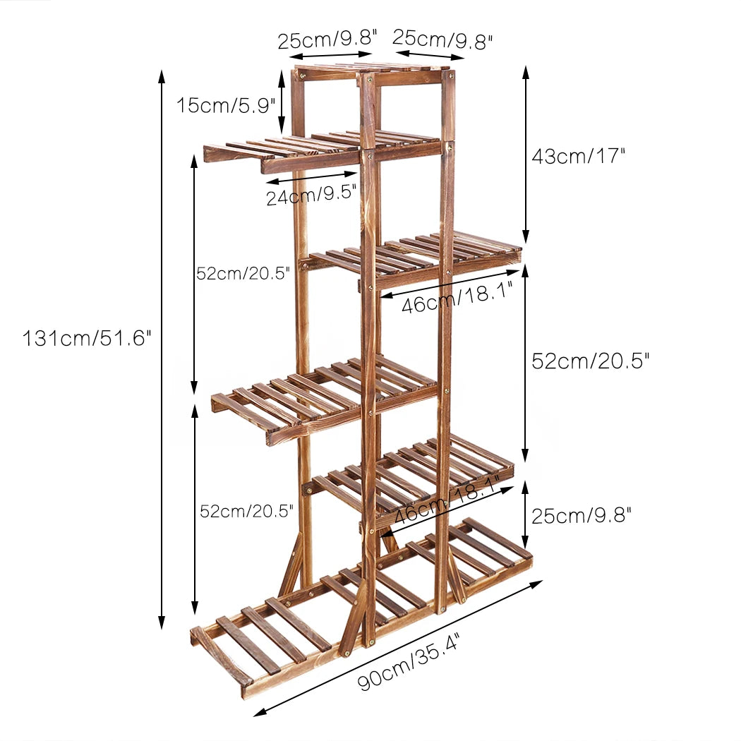 6-Tier Carbonized Wooden Plant Stand