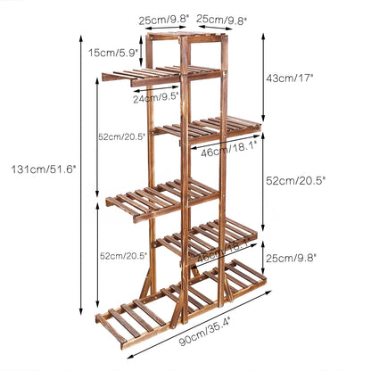 6-Tier Carbonized Wooden Plant Stand