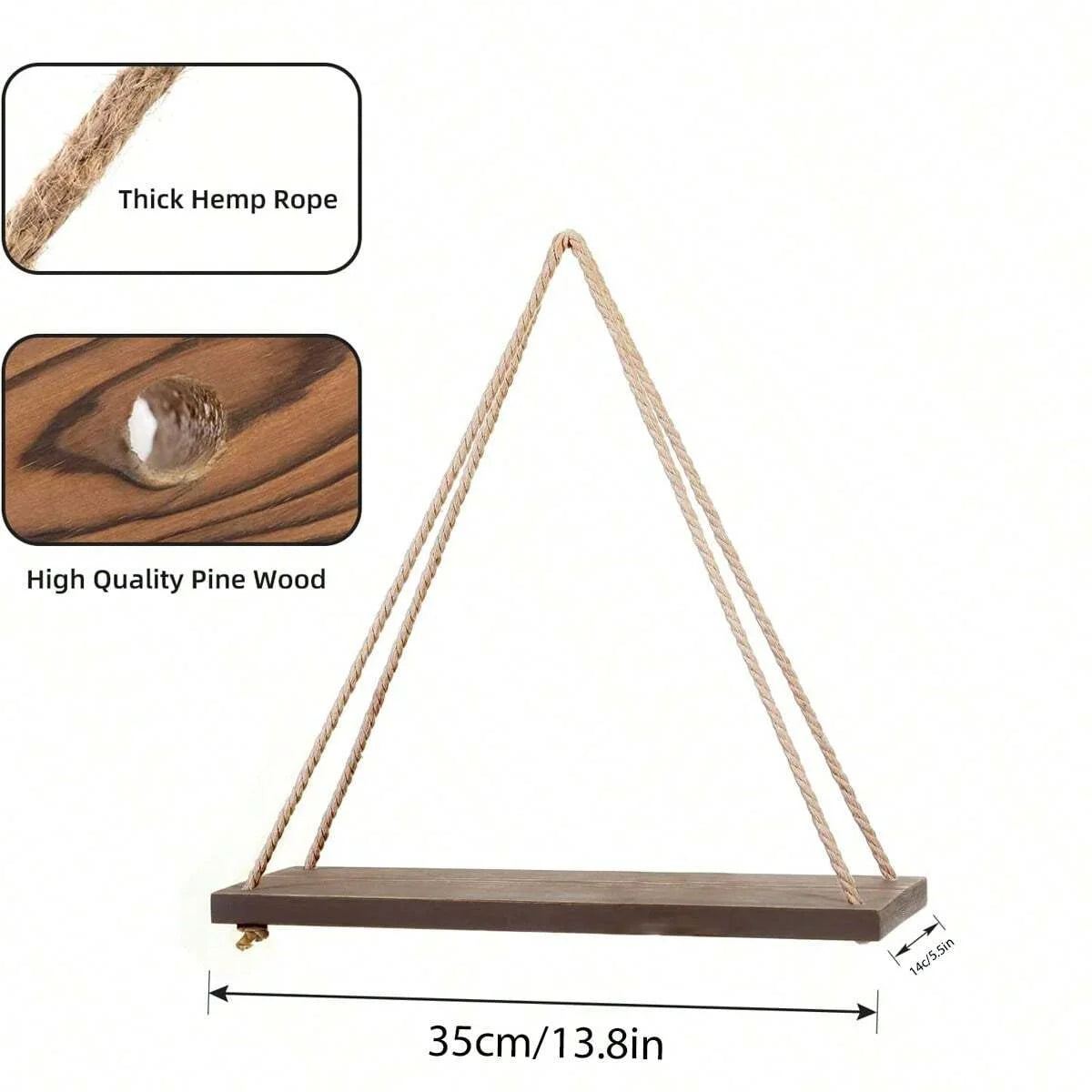 Hanging Wooden Swing Wall Shelve